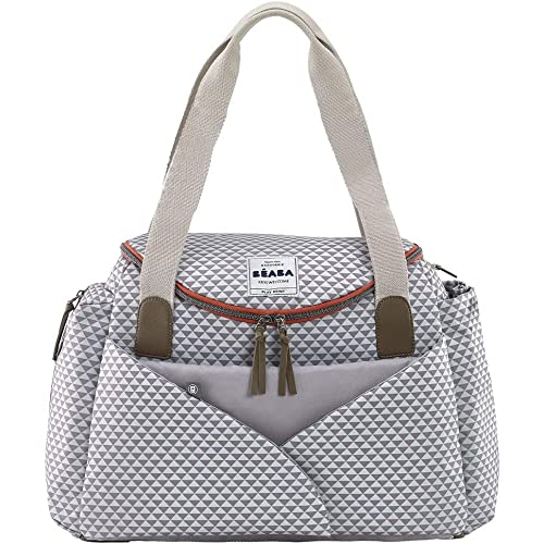 Béaba Borsa Fasciatoio Sydney II, Borsone per Pannolini, Materassini per il Cambio dei Neonato, Modulabile, Taschino IsoTermico per Pasti, Sistema di agGancio al Passeggino, Grigio/Corail