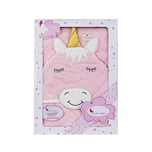 Interbaby Asciugamano con cappuccio per neonato MOD UNICORNIO in rosa 560 g