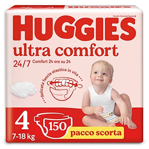 Huggies Pannolini Ultra Comfort, Taglia 4 (7-18 Kg), Confezione da  Pannolini (50x3)