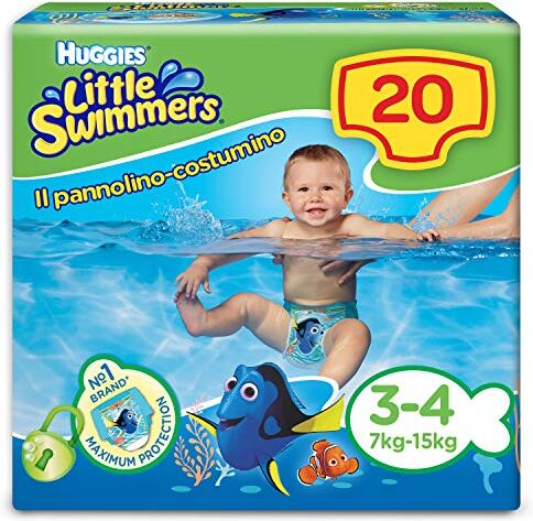 Huggies Little Swimmers Pannolini, Taglia 3/4 (7-15 kg), Pacco da 20 Pezzi