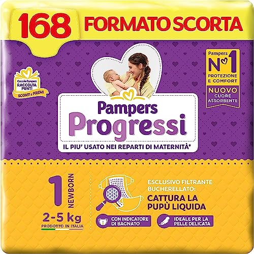 Pampers Progressi Newborn, 168 Pannolini, Taglia 1 (2-5 kg)