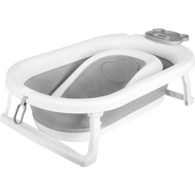 LANTUS Vasca da bagno pieghevole per bambini da 0 a 36 mesi, ergonomica e poco ingombrante, per bambini – ideale per la doccia – (orso) 43 x 18 x 86 cm, grigio LANTUS Vasca da bagno pieghevole per bambini da 0 a 36 mesi, ergonomica e poco ingombrante, per bambini – ideale per la doccia – (orso) 43 x 18 x 86 cm, grigio