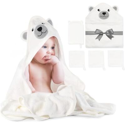 momcozy Set Asciugamani Bambù Neonato con Cappuccio 5 Pezzi Accappatoio Set 5 Pezzi in Fibra di Bambù Naturale con Cappuccio, Ideale per il Bagnetto e Regalo Nascita momcozy Set Asciugamani Bambù Neonato con Cappuccio 5 Pezzi Accappatoio Set 5 Pezzi in Fibra di Bambù Naturale con Cappuccio, Ideale per il Bagnetto e Regalo Nascita