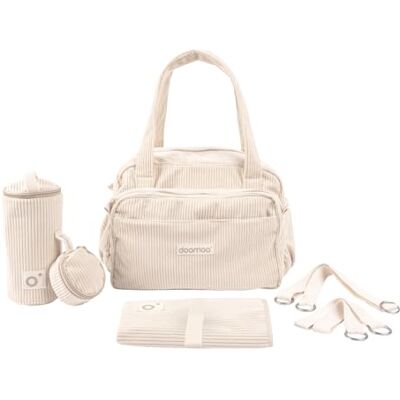 Doomoo Borsa fasciatoio soffice, capacità 24 l, custodia rimovibile, 8 elementi essenziali per bambini, include un fasciatoio e cinghie per passeggino, borsa per pannolini, beige Doomoo Borsa fasciatoio soffice, capacità 24 l, custodia rimovibile, 8 elementi essenziali per bambini, include un fasciatoio e cinghie per passeggino, borsa per pannolini, beige