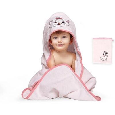 Disney Home Marie Cat Set di 2 asciugamani con cappuccio per bambini fino a 5 anni, morbido e assorbente, certificato Oeko-Tex, 80 x 80 cm, asciugamano 15 x 20 cm Disney Home Marie Cat Set di 2 asciugamani con cappuccio per bambini fino a 5 anni, morbido e assorbente, certificato Oeko-Tex, 80 x 80 cm, asciugamano 15 x 20 cm