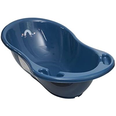 Tega Baby Piccola vasca da bagno per neonati e bambini, forma anatomica con foro di scarico e tappo certificato TÜV, plastica resistente, facile da pulire, 86 x 57 cm, blu marino Tega Baby Piccola vasca da bagno per neonati e bambini, forma anatomica con foro di scarico e tappo certificato TÜV, plastica resistente, facile da pulire, 86 x 57 cm, blu marino