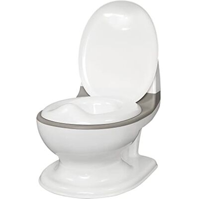 Nuby Dr. Talbot's My Real Potty Vasino per bambini con suono di sciacquone Allenatore di toilette per bambini con suono reale e batterie incluse WC grigio e bianco 18+ mesi Nuby Dr. Talbot's My Real Potty Vasino per bambini con suono di sciacquone Allenatore di toilette per bambini con suono reale e batterie incluse WC grigio e bianco 18+ mesi