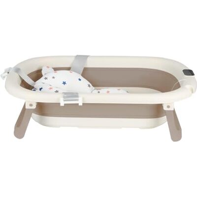 LANTUS Vasca da bagno pieghevole per bambini, vasca adatta ai neonati e con fori di drenaggio A-43 x 71 x 18,5 cm (cachi) LANTUS Vasca da bagno pieghevole per bambini, vasca adatta ai neonati e con fori di drenaggio A-43 x 71 x 18,5 cm (cachi)