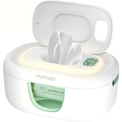 momcozy Scalda Salviette Neonato, Dispenser con Molla, 4 Temperature Luce notturna a 3 livelli, riscaldamento dall'alto, guarnizione in silicone e formato compatibile col 90% delle salviettine momcozy Scalda Salviette Neonato, Dispenser con Molla, 4 Temperature Luce notturna a 3 livelli, riscaldamento dall'alto, guarnizione in silicone e formato compatibile col 90% delle salviettine