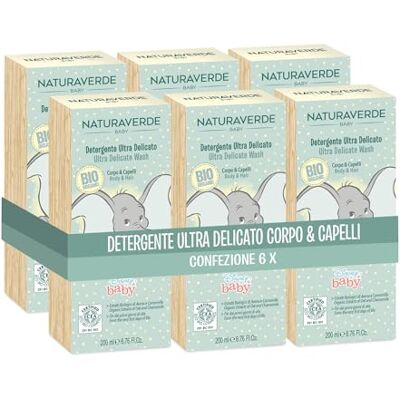 Naturaverde Baby-BIO- Disney- Detergente Corpo& Capelli, Ultra Delicato, 6x200ml Naturaverde Baby-BIO- Disney- Detergente Corpo& Capelli, Ultra Delicato, 6x200ml