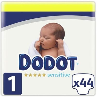 DODOT Sensitive Pannolino per Bambini 44-Pezzi, Taglia 1 DODOT Sensitive Pannolino per Bambini 44-Pezzi, Taglia 1