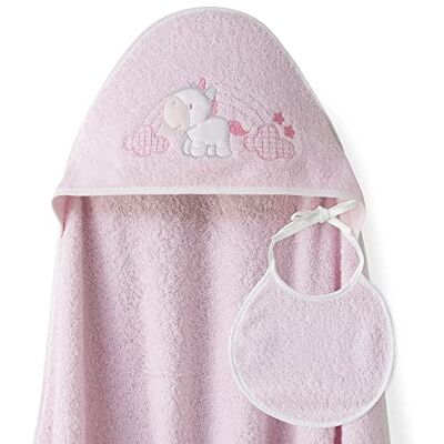 Interbaby Asciugamano Mantellina con cappuccio per bambini con bablagino Unicorno Nuvole rosa Interbaby Asciugamano Mantellina con cappuccio per bambini con bablagino Unicorno Nuvole rosa