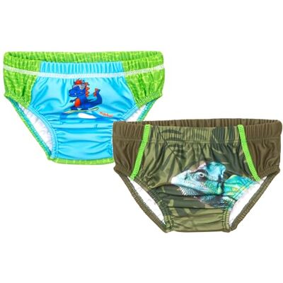 Playshoes Pannolini da Bagno Unisex per Neonati e Bambini (Confezione da 2), Dino + Camaleonte, 62/68 cm Playshoes Pannolini da Bagno Unisex per Neonati e Bambini (Confezione da 2), Dino + Camaleonte, 62/68 cm