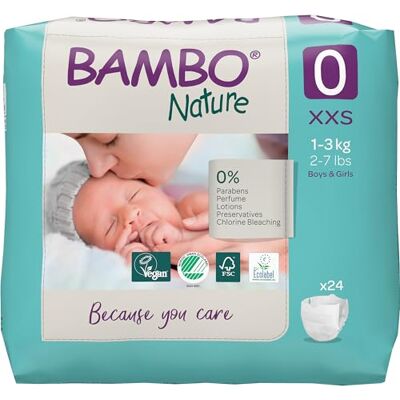 Bambo Nature pannolini per bambini taglia 0 (1-3kg) 24 pz. Pannolini premium con una migliore protezione dalle perdite Massimo comfort per i neonati Dermatologicamente testati Bambo Nature pannolini per bambini taglia 0 (1-3kg) 24 pz. Pannolini premium con una migliore protezione dalle perdite Massimo comfort per i neonati Dermatologicamente testati