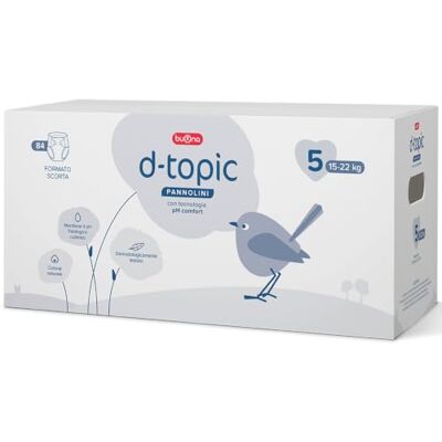 Buona D-Topic Pannolini Taglia 5, 15-22kg con Tecnologia pH Comfort Formato Scorta: 84 pz Dermatologicamente Testato, Cotone Naturale, Materiali Traspiranti Delicati sulla Pelle dei Bambini Buona D-Topic Pannolini Taglia 5, 15-22kg con Tecnologia pH Comfort Formato Scorta: 84 pz Dermatologicamente Testato, Cotone Naturale, Materiali Traspiranti Delicati sulla Pelle dei Bambini