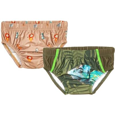 Playshoes Pannolini da Bagno Unisex per Neonati e Bambini (Confezione da 2), Animali Selvatici + Camaleonte, 62/68 cm Playshoes Pannolini da Bagno Unisex per Neonati e Bambini (Confezione da 2), Animali Selvatici + Camaleonte, 62/68 cm