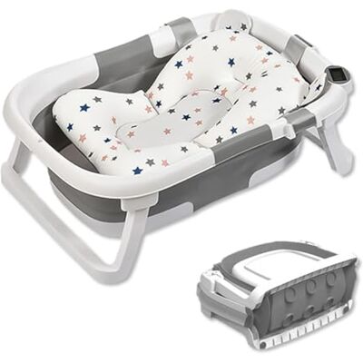 SONARIN Vaschetta Bagnetto Neonato Pieghevole con Termometro & Cuscino da Bagno,Portatile Viaggio Vasca da Bagno Bambini Antiscivolo con Tappo di Scarico per Neonati Bambini(Grigio) SONARIN Vaschetta Bagnetto Neonato Pieghevole con Termometro & Cuscino da Bagno,Portatile Viaggio Vasca da Bagno Bambini Antiscivolo con Tappo di Scarico per Neonati Bambini(Grigio)