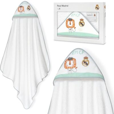 Interbaby Accappatoio a Triangolo per Neonato + Real Madrid Asciugamano con Cappuccio 100% Cotone, Unisex Morbido, Asciugatura Rapida Ideale per Neonati, Bebè e Bambini Piccoli Design Leone Interbaby Accappatoio a Triangolo per Neonato + Real Madrid Asciugamano con Cappuccio 100% Cotone, Unisex Morbido, Asciugatura Rapida Ideale per Neonati, Bebè e Bambini Piccoli Design Leone