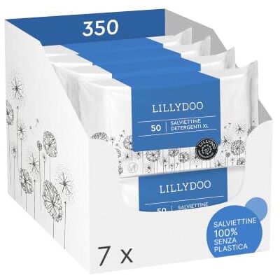 LILLYDOO Salviettine detergenti, 350 pezzi (7x50), 100% senza plastica, misura XL, al 99% acqua LILLYDOO Salviettine detergenti, 350 pezzi (7x50), 100% senza plastica, misura XL, al 99% acqua