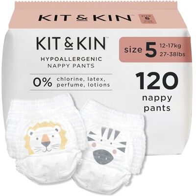 Kit & Kin Pannolini a Mutandina Ecologici Taglia 5 Ipoallergenici e Sostenibili (20 x 6 Confezioni, 120 Pannolini) Kit & Kin Pannolini a Mutandina Ecologici Taglia 5 Ipoallergenici e Sostenibili (20 x 6 Confezioni, 120 Pannolini)