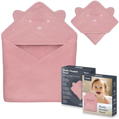 lionelo Muslin Hooded Towel Asciugamano con Cappuccio 80x80 cm per Neonato lionelo Muslin Hooded Towel Asciugamano con Cappuccio 80x80 cm per Neonato