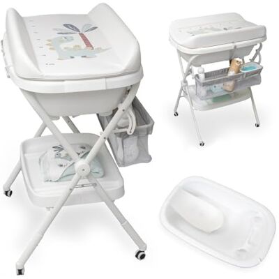 Interbaby Vaschetta Bagnetto Fasciatoio Pieghevole, Gambe, Ruote (Stelle) Interbaby Vaschetta Bagnetto Fasciatoio Pieghevole, Gambe, Ruote (Stelle)