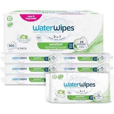 WaterWipes Sensitive + Hydrating Boost Wipes, 6 Confezioni WaterWipes Sensitive + Hydrating Boost Wipes, 6 Confezioni