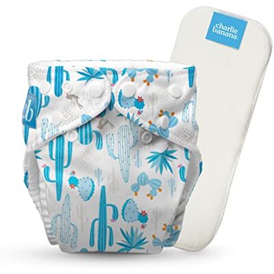 Charlie Banana Cactus Azul, pannolino in tessuto riutilizzabile con inserto, pannolino a sacco lavabile con bottoni a pressione, taglia unica regolabile, per neonati e bambini piccoli, 1 pezzo Charlie Banana Cactus Azul, pannolino in tessuto riutilizzabile con inserto, pannolino a sacco lavabile con bottoni a pressione, taglia unica regolabile, per neonati e bambini piccoli, 1 pezzo
