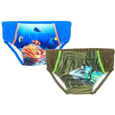 Playshoes Pannolini da Bagno Unisex per Neonati e Bambini (Confezione da 2), Camaleonte + Sott'Acqua, 74/80 cm Playshoes Pannolini da Bagno Unisex per Neonati e Bambini (Confezione da 2), Camaleonte + Sott'Acqua, 74/80 cm