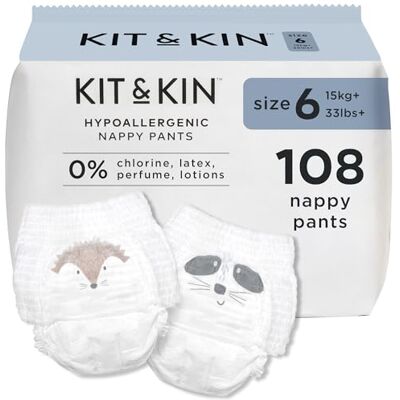 Kit & Kin Pannolini a Mutandina Ecologici Taglia 5 Ipoallergenici e Sostenibili (18 x 6 Confezioni, 108 Pannolini) Kit & Kin Pannolini a Mutandina Ecologici Taglia 5 Ipoallergenici e Sostenibili (18 x 6 Confezioni, 108 Pannolini)