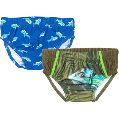 Playshoes Pannolini da Bagno Unisex per Neonati e Bambini (Confezione da 2), Camaleonte + squalo, 62/68 cm Playshoes Pannolini da Bagno Unisex per Neonati e Bambini (Confezione da 2), Camaleonte + squalo, 62/68 cm