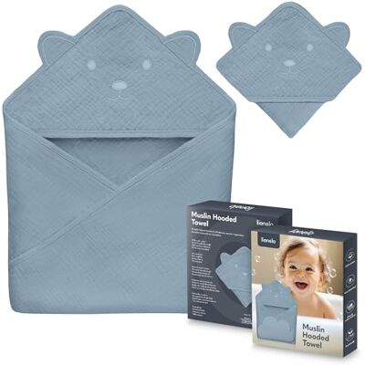 lionelo Muslin Hooded Towel Asciugamano con Cappuccio 80x80 cm per Neonato lionelo Muslin Hooded Towel Asciugamano con Cappuccio 80x80 cm per Neonato
