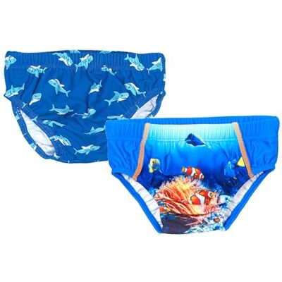 Playshoes Pannolini da Bagno Unisex per Neonati e Bambini (Confezione da 2), Subacquea + squalo, 62/68 cm Playshoes Pannolini da Bagno Unisex per Neonati e Bambini (Confezione da 2), Subacquea + squalo, 62/68 cm