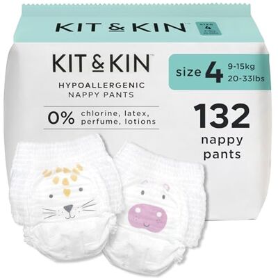 Kit & Kin Pannolini a Mutandina Ecologici Taglia 4 Maxi Ipoallergenici e Sostenibili (22 x 6 Confezioni, 132 Pannolini) Kit & Kin Pannolini a Mutandina Ecologici Taglia 4 Maxi Ipoallergenici e Sostenibili (22 x 6 Confezioni, 132 Pannolini)
