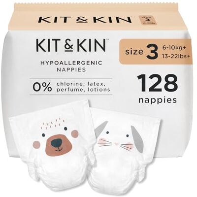 Kit & Kin Pannolini Taglia 3 (6-10 kg) 128 Pezzi, Ipoallergenici, a Base Vegetale, Protezione Anti-Perdita Superiore fino a 12 ore, Vegani e Cruelty-Free Kit & Kin Pannolini Taglia 3 (6-10 kg) 128 Pezzi, Ipoallergenici, a Base Vegetale, Protezione Anti-Perdita Superiore fino a 12 ore, Vegani e Cruelty-Free