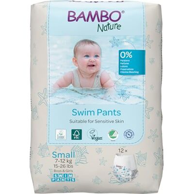 Bambo Nature Pannolini da bagno per bambini taglia S (7-12 kg), 12 pz. pannolini Pantaloni da bagno usa e getta Secure-Fit Comfort a prova di perdite durante i giochi in acqua Bambo Nature Pannolini da bagno per bambini taglia S (7-12 kg), 12 pz. pannolini Pantaloni da bagno usa e getta Secure-Fit Comfort a prova di perdite durante i giochi in acqua