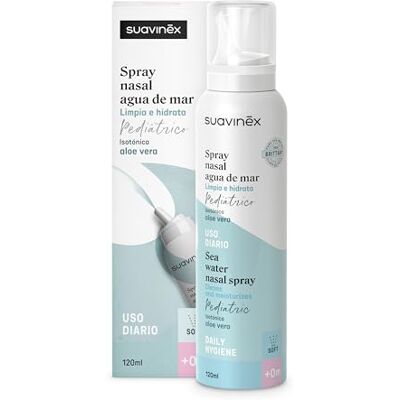 Suavinex , Spray Nasale Pediatrico Acqua di Mare per Neonati, 120ml, 0+ mesi Isotonico, per Igiene Quotidiana, Lavaggi Nasali, Deterge e Idrata, con Aloe Vera, Delicato Suavinex , Spray Nasale Pediatrico Acqua di Mare per Neonati, 120ml, 0+ mesi Isotonico, per Igiene Quotidiana, Lavaggi Nasali, Deterge e Idrata, con Aloe Vera, Delicato