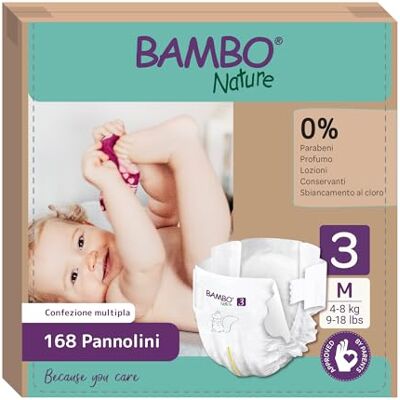 Bambo Nature Pannolini per bambini taglia 3 (4-8 kg) 168 pz. Scatola mensile Pannolini premium con una migliore protezione dalle perdite Massimo comfort per i neonati Dermatologicamente testati Bambo Nature Pannolini per bambini taglia 3 (4-8 kg) 168 pz. Scatola mensile Pannolini premium con una migliore protezione dalle perdite Massimo comfort per i neonati Dermatologicamente testati