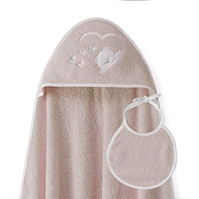 Interbaby Asciugamano Mantellina con cappuccio per bambini con bablagino Orso Farfalles rosa chiaro Interbaby Asciugamano Mantellina con cappuccio per bambini con bablagino Orso Farfalles rosa chiaro