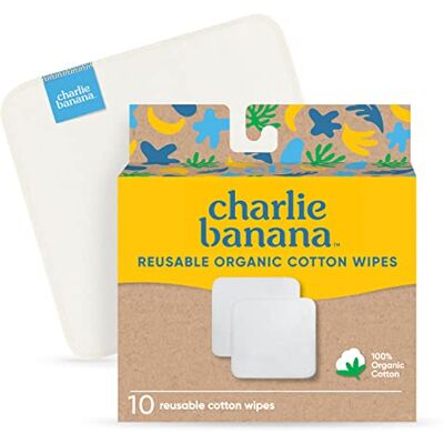 Charlie Banana Salviette riutilizzabili in 100% cotone, super morbide e lavabili, confezione da 10 salviette riutilizzabili Charlie Banana Salviette riutilizzabili in 100% cotone, super morbide e lavabili, confezione da 10 salviette riutilizzabili