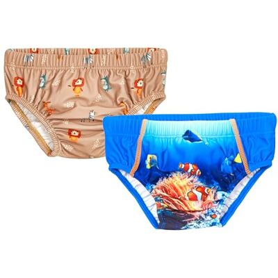 Playshoes Pannolini da Bagno Unisex per Neonati e Bambini (Confezione da 2), Animali Selvatici + Sott'Acqua, 62/68 cm Playshoes Pannolini da Bagno Unisex per Neonati e Bambini (Confezione da 2), Animali Selvatici + Sott'Acqua, 62/68 cm