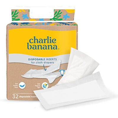 Charlie Banana Inserti assorbenti usa e getta per pannolini in tessuto, sistema ibrido di pannolino in tessuto, confezione da 32 pezzi Charlie Banana Inserti assorbenti usa e getta per pannolini in tessuto, sistema ibrido di pannolino in tessuto, confezione da 32 pezzi