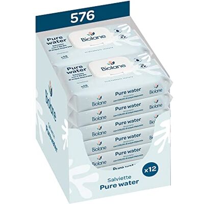 Biolane Salviette con il 99,9% di acqua depurata Confezione di salviette Pure Water 576 salviette per bambini ( x 48) Fin dalla nascita Cambio e toilette Fibre 100% vegetali Biolane Salviette con il 99,9% di acqua depurata Confezione di salviette Pure Water 576 salviette per bambini ( x 48) Fin dalla nascita Cambio e toilette Fibre 100% vegetali