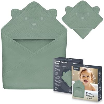 lionelo Muslin Hooded Towel Asciugamano con Cappuccio 80x80 cm per Neonato lionelo Muslin Hooded Towel Asciugamano con Cappuccio 80x80 cm per Neonato