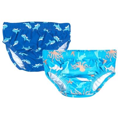 Playshoes Pannolini da Bagno Unisex per Neonati e Bambini (Confezione da 2), Animali marini + squalo, 62/68 cm Playshoes Pannolini da Bagno Unisex per Neonati e Bambini (Confezione da 2), Animali marini + squalo, 62/68 cm