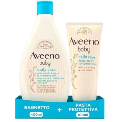 Aveeno Baby Daily Care Set Neonato con Pasta Cambio Pannolino 100 ml con Ossido di Zinco ed estratto di Avena e Bagnoschiuma neonato 400 ml per la detersione della pelle sensibile – Esclusiva Amazon Aveeno Baby Daily Care Set Neonato con Pasta Cambio Pannolino 100 ml con Ossido di Zinco ed estratto di Avena e Bagnoschiuma neonato 400 ml per la detersione della pelle sensibile – Esclusiva Amazon