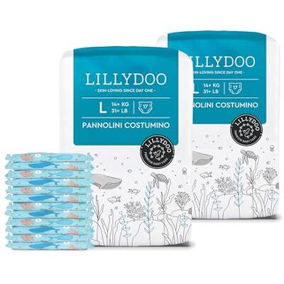 LILLYDOO Pannolini costumino ,taglia L (14+ kg), 34 pz,delicati sulla pelle LILLYDOO Pannolini costumino ,taglia L (14+ kg), 34 pz,delicati sulla pelle