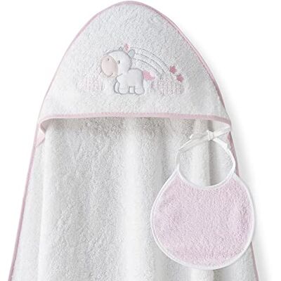 Interbaby Asciugamano Mantellina con cappuccio per bambini con bablagino Unicorno Nuvole bianco y rosa Interbaby Asciugamano Mantellina con cappuccio per bambini con bablagino Unicorno Nuvole bianco y rosa