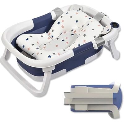 SONARIN Vaschetta Bagnetto Neonato Pieghevole con Termometro & Cuscino da Bagno,Portatile Viaggio Vasca da Bagno Bambini Antiscivolo con Tappo di Scarico per Neonati Bambini(Blu) SONARIN Vaschetta Bagnetto Neonato Pieghevole con Termometro & Cuscino da Bagno,Portatile Viaggio Vasca da Bagno Bambini Antiscivolo con Tappo di Scarico per Neonati Bambini(Blu)