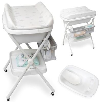 Interbaby Vaschetta Bagnetto Fasciatoio Pieghevole, Gambe, Ruote (Dino) Interbaby Vaschetta Bagnetto Fasciatoio Pieghevole, Gambe, Ruote (Dino)